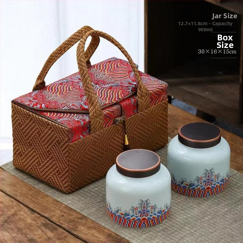 Keraaminiai arbatos skardinės dovaninėje dėžutėje, atsparios drėgmei, uždarytos, su įmonės logotipu spausdinta, 12 vnt