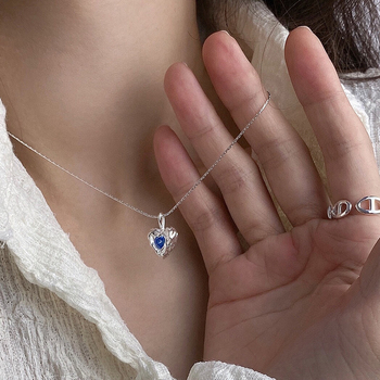 Κολιέ με καρδιά από ασήμι 925 σε αλυσίδα μπαμπού, ελαφρύς πολυτελής στυλ, πολλαπλά επίπεδα, βάρος 4,93 g