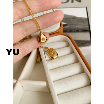 Κολιέ από τιτάνιο ατσάλι με γεωμετρικό σχέδιο και κρεμαστό από τιτάνιο ατσάλι, επίχρυσο με 18K, στυλ αλυσίδας 20213, unisex