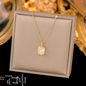 Κολιέ από τιτάνιο ατσάλι με μικροεπίχωση, κρεμαστό από χαλκό, Ο-αλυσίδα, μινιμαλιστικό στυλ