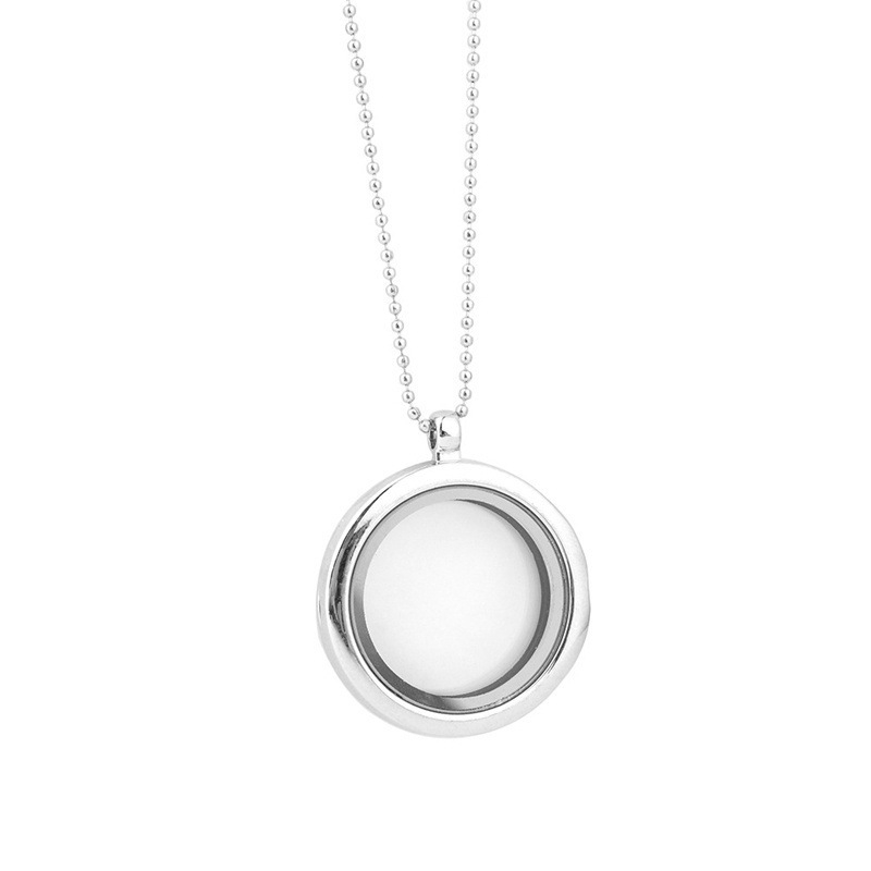 Колие с алуминиев медальон, U-образен дизайн, електроплатиран, верижка тип мъниста, дължина 51–60 см