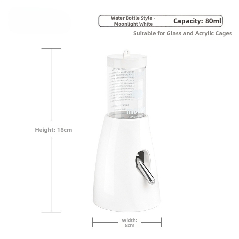 Plastmasas hamstera ūdens pudelīte ar bumbiņas dozatoru un pakarināmu turētāju, 100 g