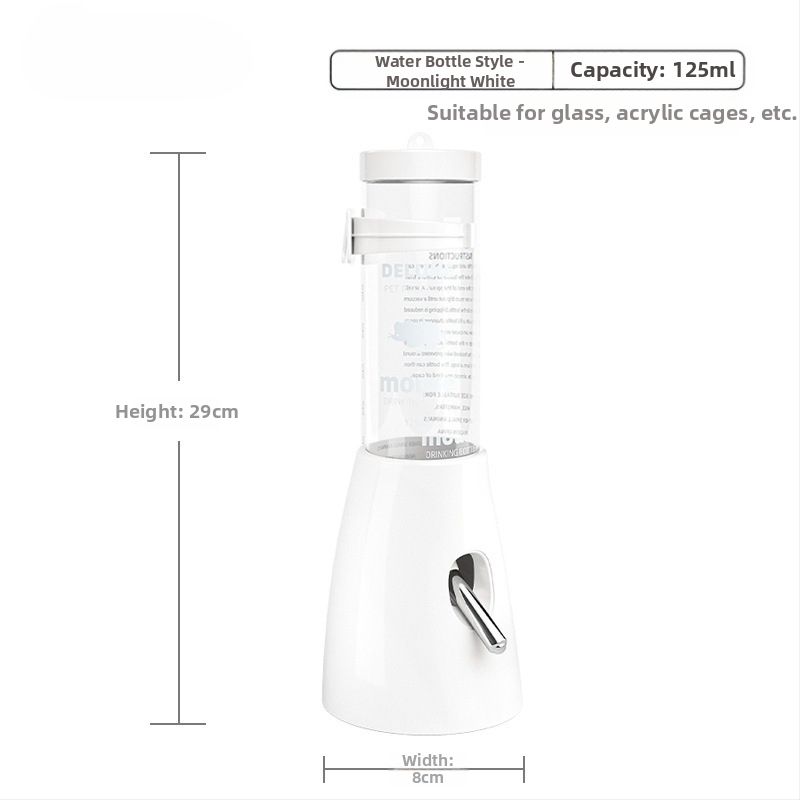 Plastmasas hamstera ūdens pudelīte ar bumbiņas dozatoru un pakarināmu turētāju, 100 g