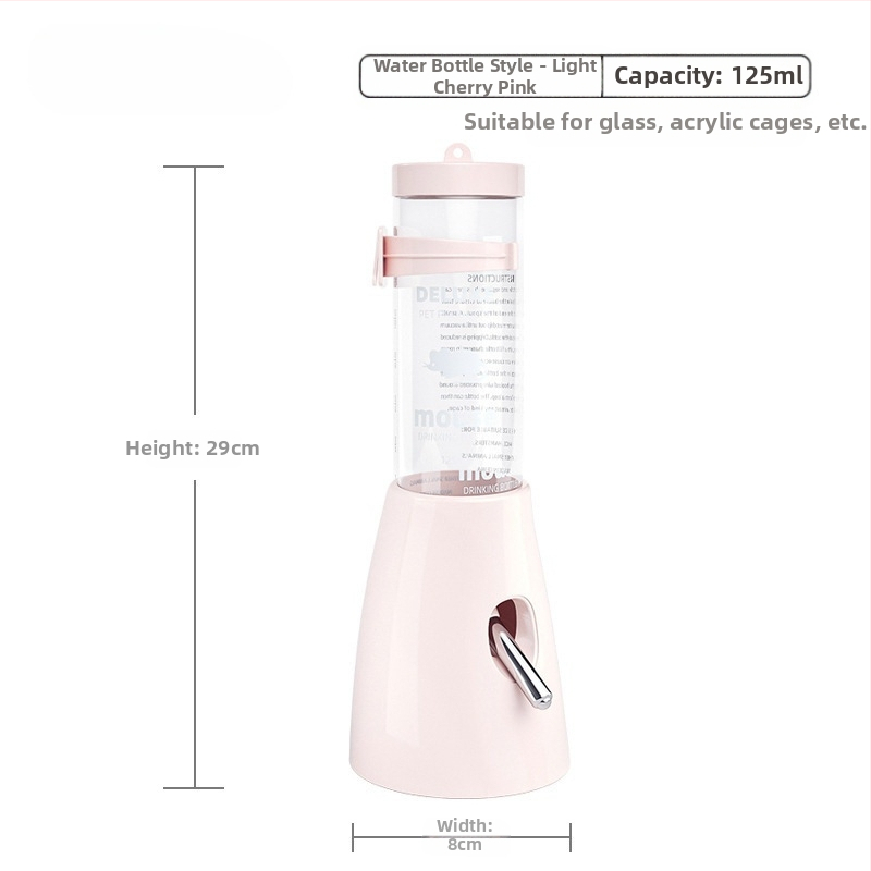 Plastmasas hamstera ūdens pudelīte ar bumbiņas dozatoru un pakarināmu turētāju, 100 g