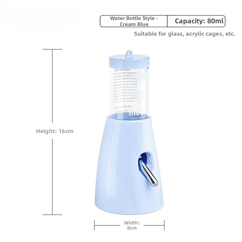 Plastmasas hamstera ūdens pudelīte ar bumbiņas dozatoru un pakarināmu turētāju, 100 g