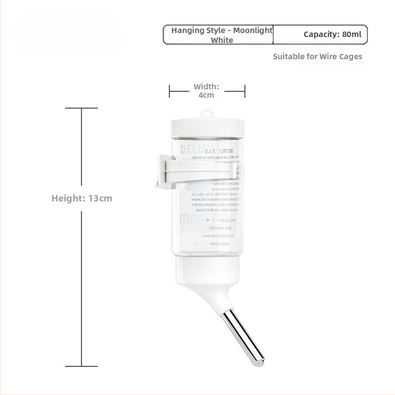 Plastmasas hamstera ūdens pudelīte ar bumbiņas dozatoru un pakarināmu turētāju, 100 g