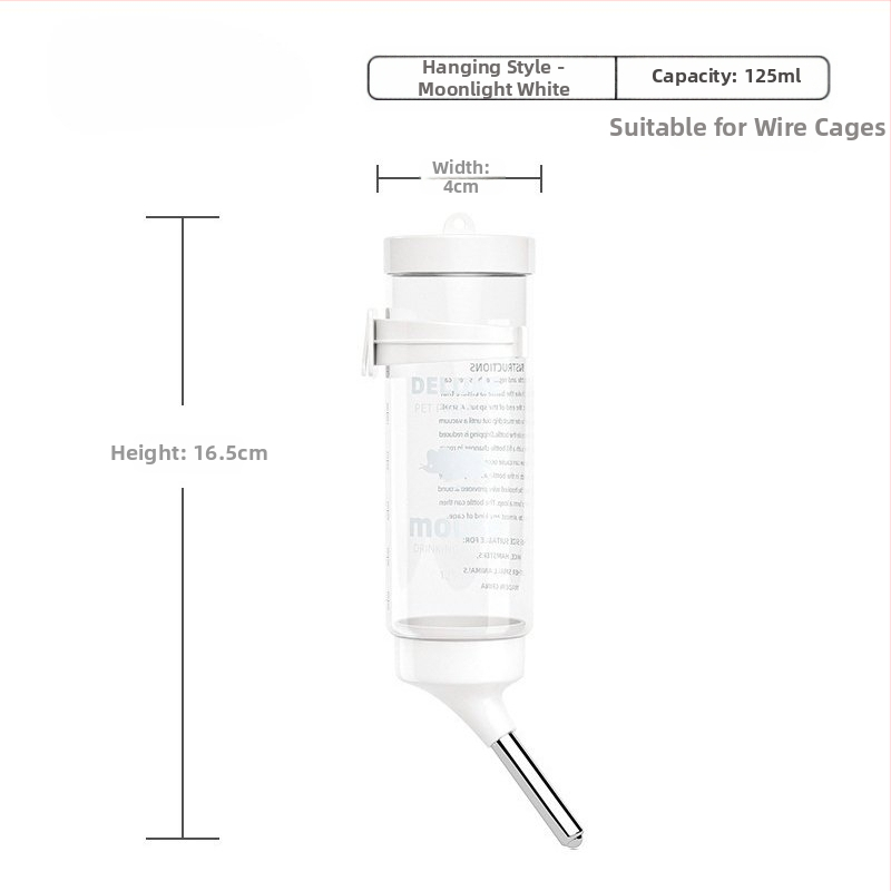 Plastmasas hamstera ūdens pudelīte ar bumbiņas dozatoru un pakarināmu turētāju, 100 g
