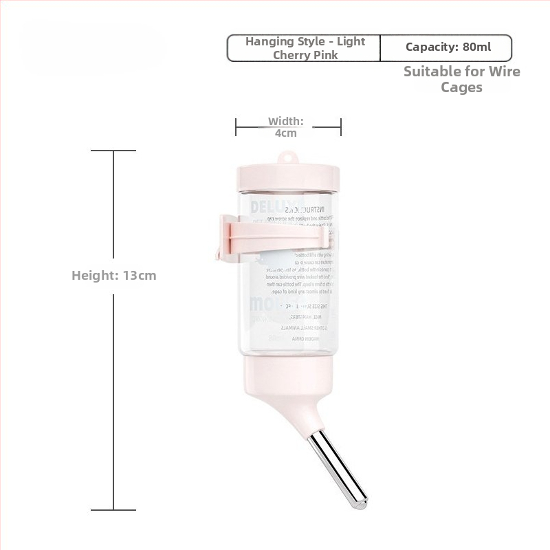 Plastmasas hamstera ūdens pudelīte ar bumbiņas dozatoru un pakarināmu turētāju, 100 g