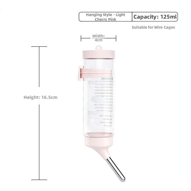 Plastmasas hamstera ūdens pudelīte ar bumbiņas dozatoru un pakarināmu turētāju, 100 g