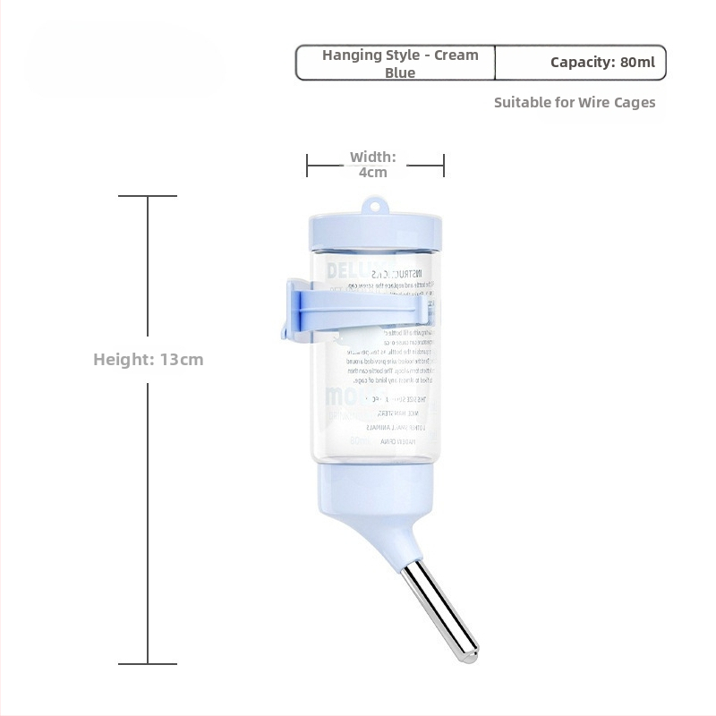 Plastmasas hamstera ūdens pudelīte ar bumbiņas dozatoru un pakarināmu turētāju, 100 g