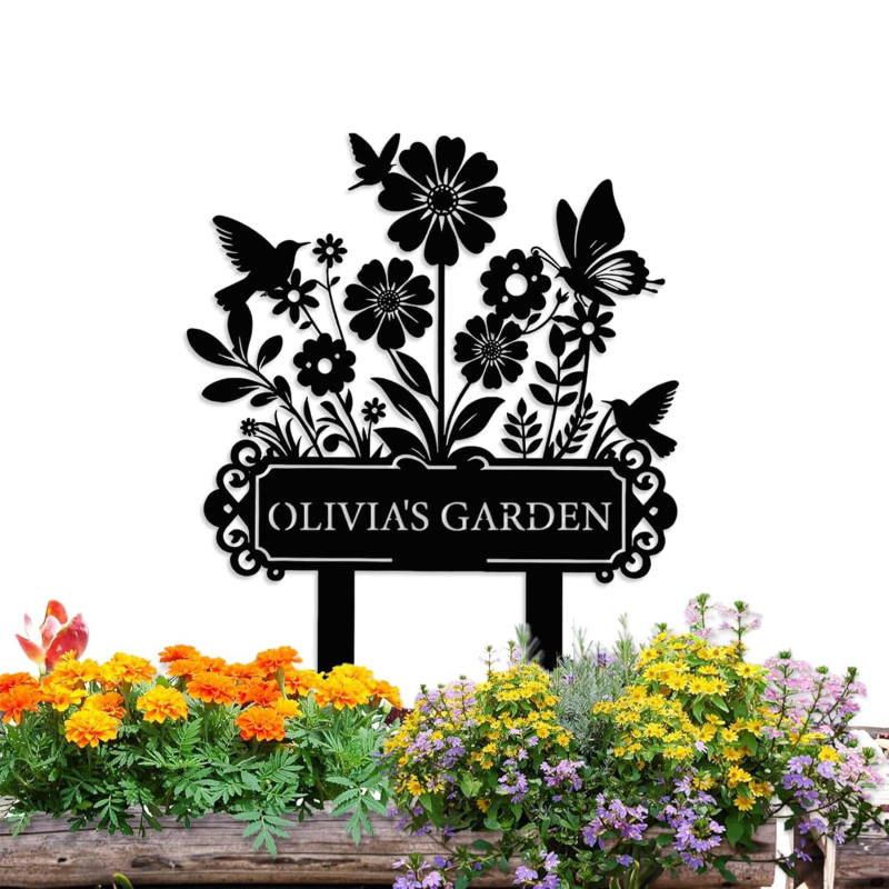 Железен градински орнамент със пасторален силует за монтиране в земята | Външен декор, геометрична метална фигура