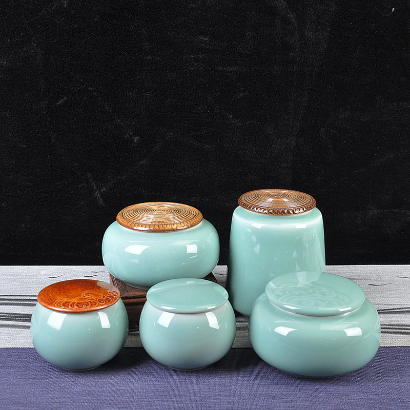 Keraminė celadon arbatos laikymo tara, sandariai uždaryta, prekinis ženklas Yiyun, dovanų dėžutė