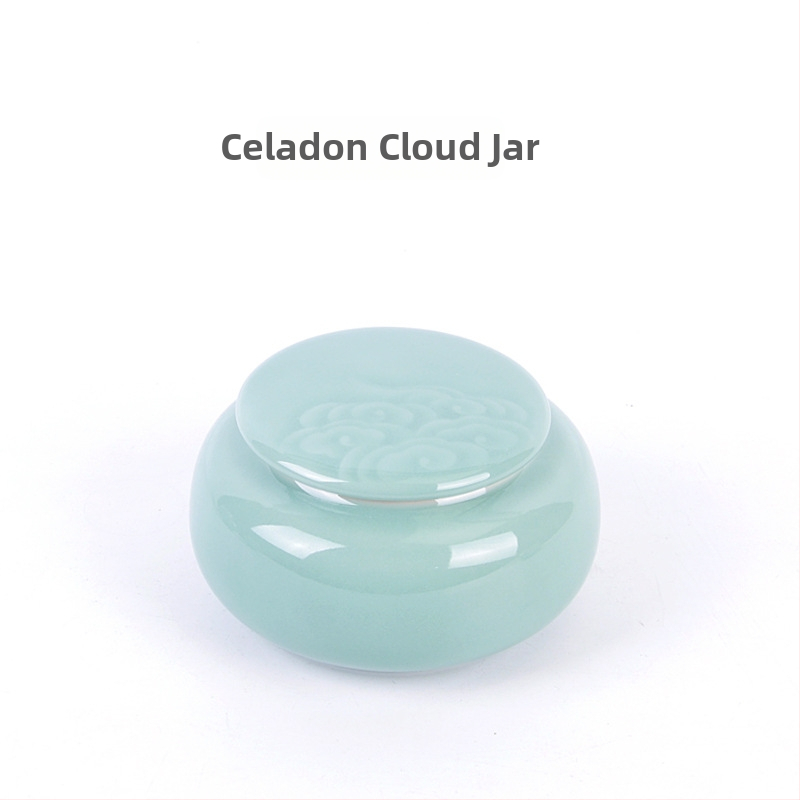 Keraminė celadon arbatos laikymo tara, sandariai uždaryta, prekinis ženklas Yiyun, dovanų dėžutė