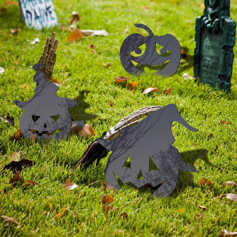Vanjska akrilna dekorativna figura za dvorište – silueta Halloween, ukras dvorišta s kolikom za zabijanje u zemlju