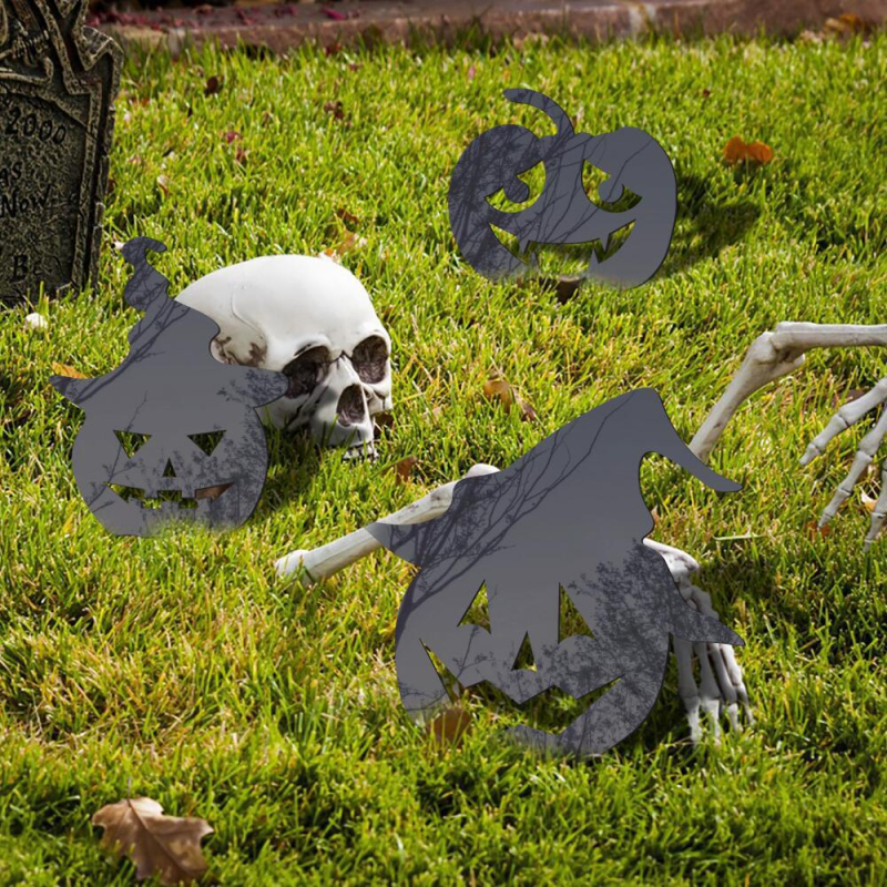 Vanjska akrilna dekorativna figura za dvorište – silueta Halloween, ukras dvorišta s kolikom za zabijanje u zemlju