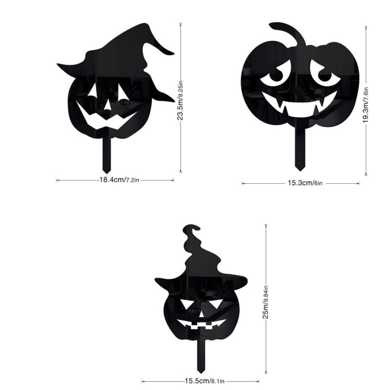 Vanjska akrilna dekorativna figura za dvorište – silueta Halloween, ukras dvorišta s kolikom za zabijanje u zemlju