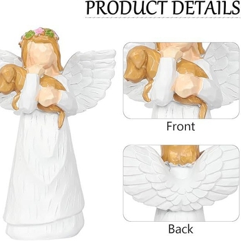 Φιγούρα από ρητίνη με άγγελο που αγκαλιάζει έναν σκύλο – μοντέρνο μινιμαλιστικό διακοσμητικό επιτραπέζιο για το σπίτι