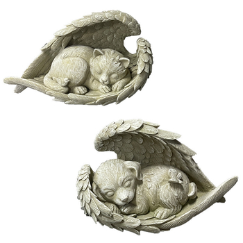 Смолна фигурка: Ангелски котки и кучета за градинска декорация