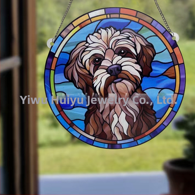 Huiyu акрилна украса за прозорец с рисунка на куче, модерен стил, печат