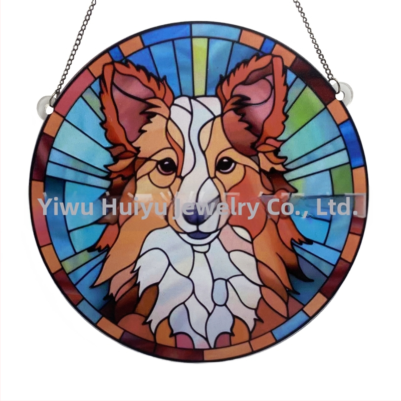 Huiyu акрилна украса за прозорец с рисунка на куче, модерен стил, печат