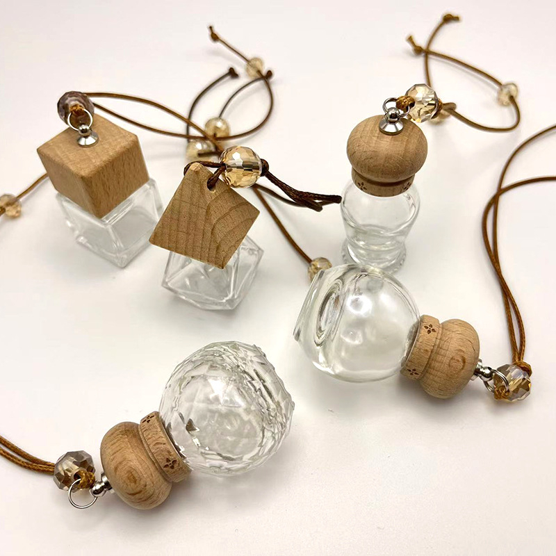 Auto viseći stakleni difuzor s perlicama – aromaterapija, obična stakla, moguć ispis logotipa