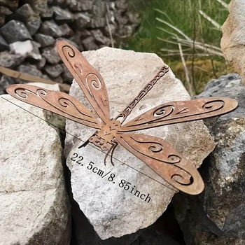 Metalni zidni ukras s dragonfly za vrt — životinjski ukras, moderni minimalistički stil; materijal: metal; kategorija: životinje; pogodni prostori: dom, vrt, ured, događaji; pakiranje: PP vrećica.