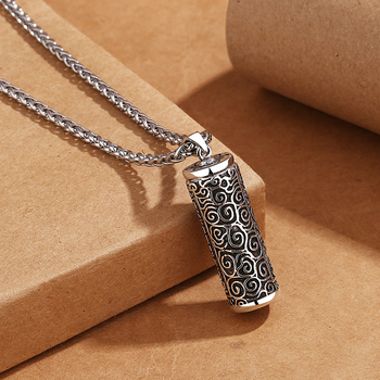 Κολιέ από χαλκό με στριφτή αλυσίδα και κρεμαστό με κείμενο, εθνο-καλλιτεχνικό ρετρό στυλ, 51–60 cm, Ancient Yintai