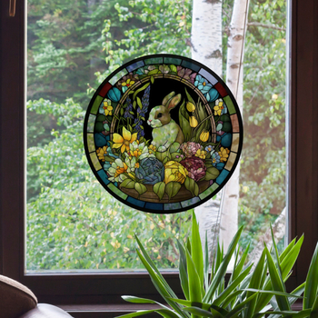 Ηλεκτροστατικά αυτοκόλλητα PVC για παράθυρο με σχέδιο Πάσχα—κουνελάκι; Υλικό: PVC; Τρόπος πρόσφυσης: ηλεκτροστατικός; Στυλ: μοντέρνο μινιμαλιστικό; 1 τεμάχιο