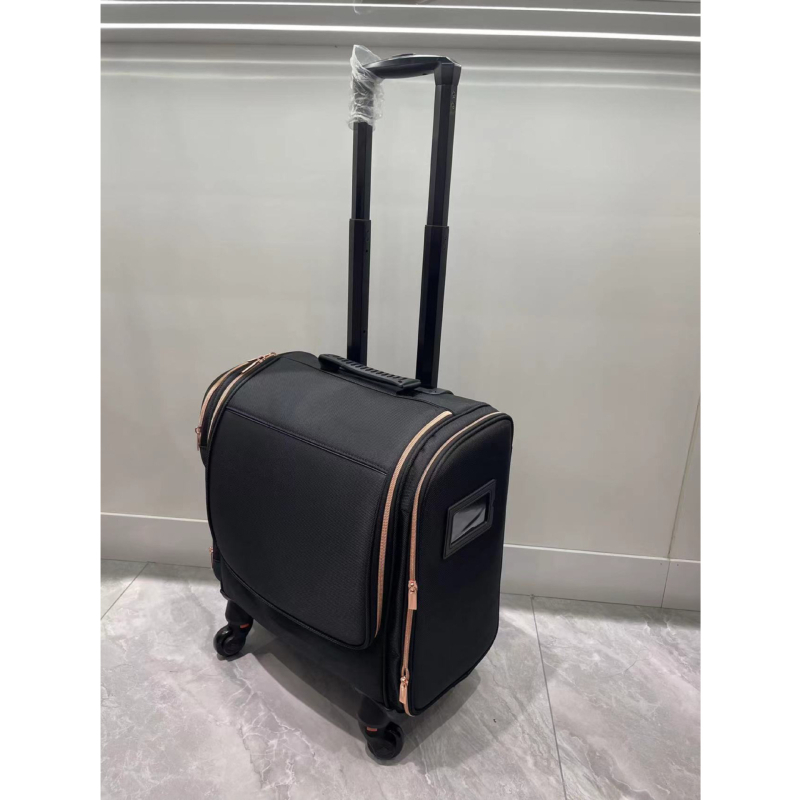 Profesionalus makiažo krepšys su traukimo lazdele, didelė talpa, Oxford audinys, užtrauktukas, namų saugojimui