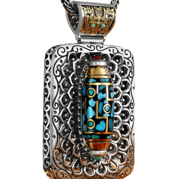 Χαλκός κρεμαστό με περιστρεφόμενη χάντρα, φυσικό τιρκουάζ, ηλεκτροπλατιωμένο, βάρος 10