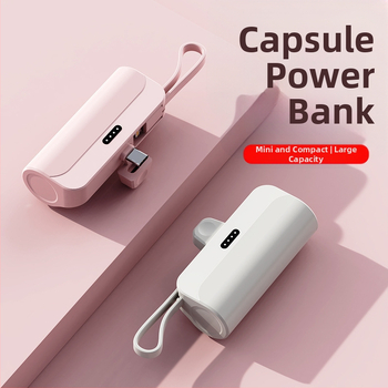 Kapsulės formos nešiojamas energijos bankas 5000mAh, 10W greitas įkrovimas, 5V įėjimas, AFC protokolas