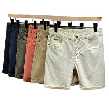 Ανδρικά καλοκαιρινά χαλαρά σορτς, μεσαία μέση, κορδόνι για σφίξιμο, μήκος μέχρι μέσο μηρού, ύφασμα 97% βαμβάκι, κορεατικό βασικό στυλ