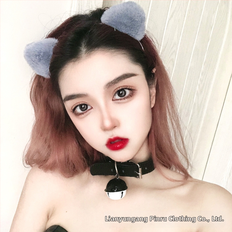 Чокър с дантела и звънче, панделка, имитирани перли, стил аниме