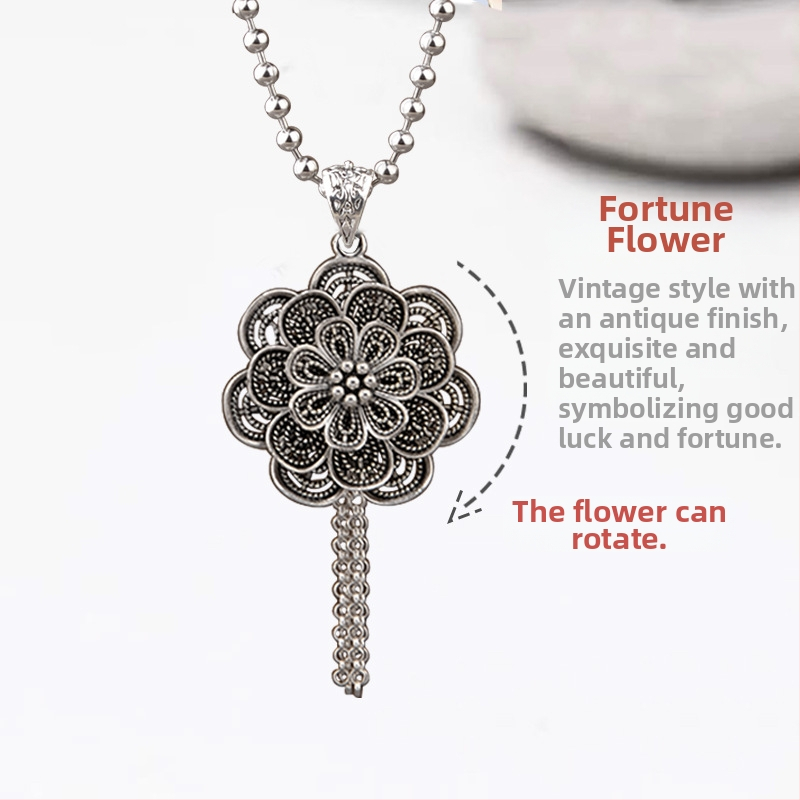 Пуловерна верига от титаниева стомана, етно стил, топчеста верига, с медальон