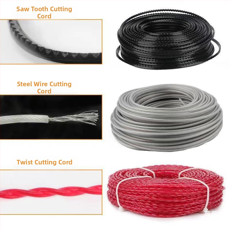 Nailono virvė vejai su plieno vielos vija, apvalus ir stačiakampis piktukas, patvari