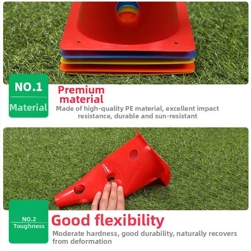 Футболен тренировъчен конус с лого кофа и квадратно дъно, PE материал, марка Neli, произход Zhejiang, помагало за тренировки