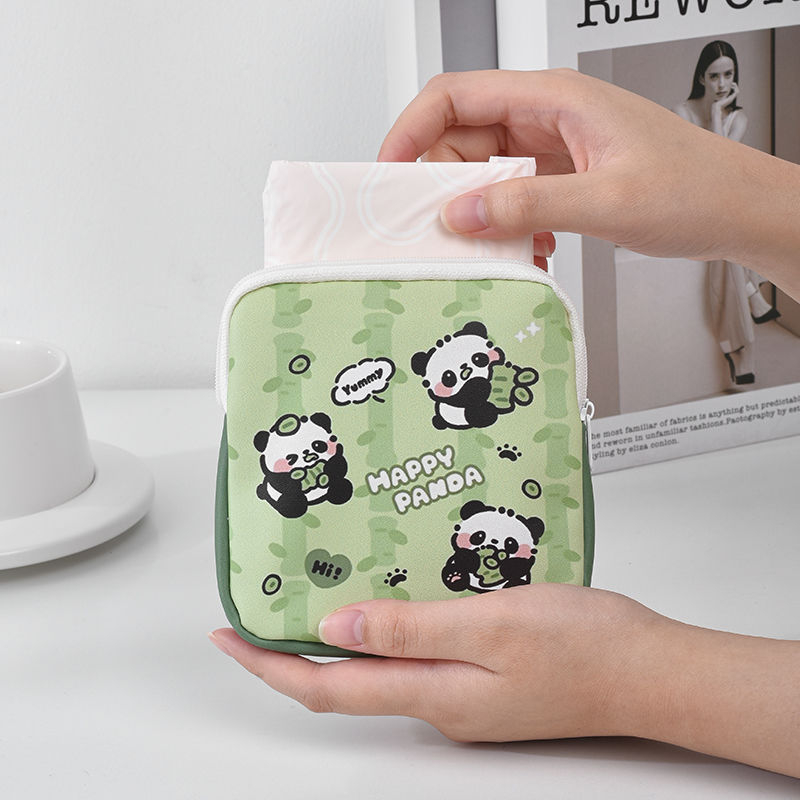 WS85 hengercső alakú PU tároló táska higiéniai betétekhez, ultra könnyű, aranyos rajzfilm stílus, utazáshoz, sminkhez és íróasztal használatra