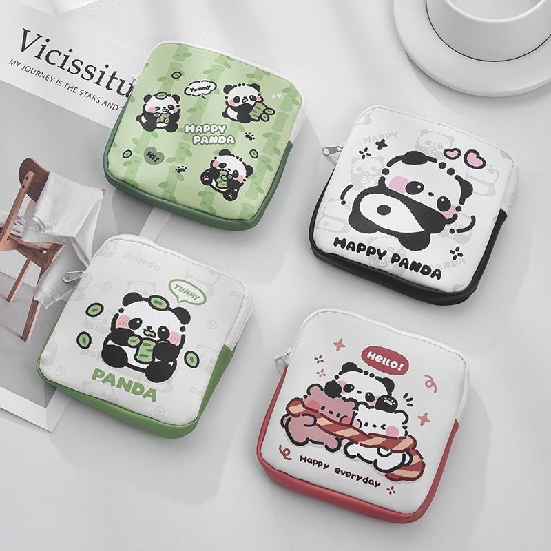 WS85 hengercső alakú PU tároló táska higiéniai betétekhez, ultra könnyű, aranyos rajzfilm stílus, utazáshoz, sminkhez és íróasztal használatra