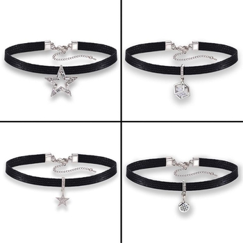 Sui Jue геωμετρικό chok­er κολιέ με αλυσίδα από κράμα σε στυλ Korean Rope και κρυστάλλινο pendant