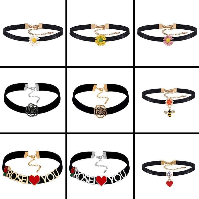 Sui Jue геометрична чокър огърлица със сплавна верижка Korean Rope и кристална висулка