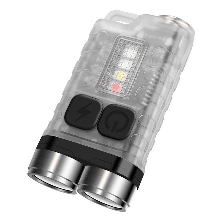 Lanternă mică USB încărcabilă cu LED, cheie cu iluminare laterală – lanternă de lucru multifuncțională, rază 100–200 m, corp din plastic