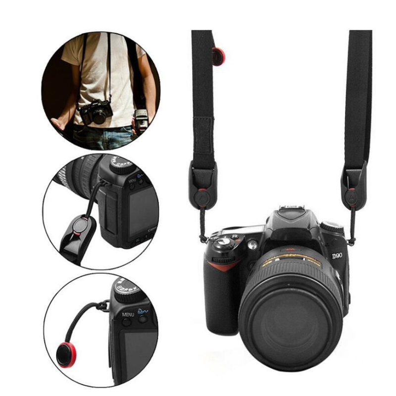 Koplo Cameră DSLR: set clemă de eliberare rapidă cu placă de montaj, curea de umăr și brățară pentru încheietură – construcție din nailon și hardware, compatibil cu Sony, Nikon și altele