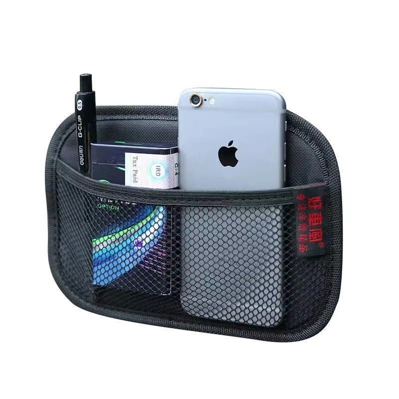 Заден автомобилен органайзер, кожен, самозалепващ монтаж, джоб за телефон и мрежест джоб