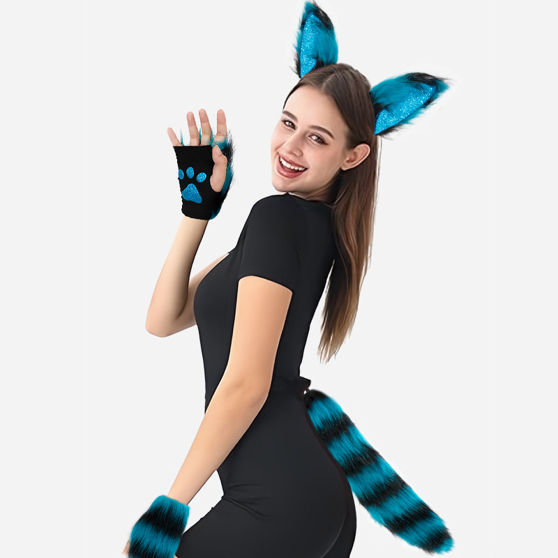 Plūšains laps cosplay aksesuāru komplekts: cimdi, aste un matu siksniņa Helovīnam – pielāgojams, zīmols ROLEPARTY
