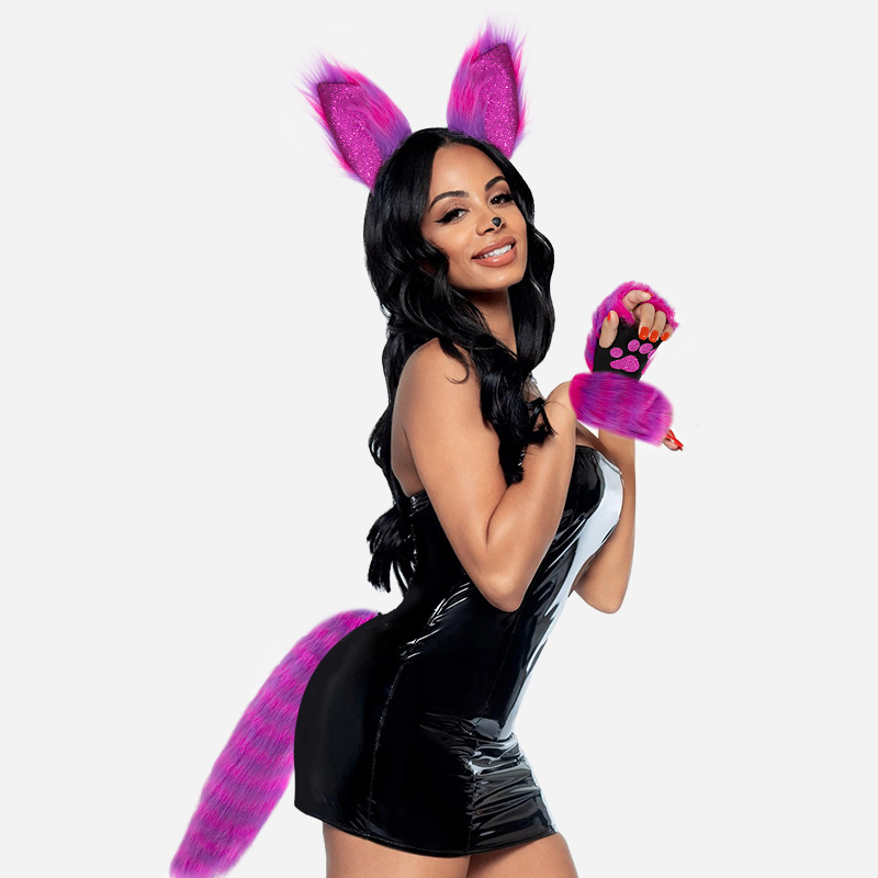 Βελούδινο σετ αξεσουάρ cosplay με αλεπού: γάντια, ουρά και λαστιχάκι μαλλιών για Χάλογουιν – με δυνατότητα προσαρμογής, μάρκα ROLEPARTY