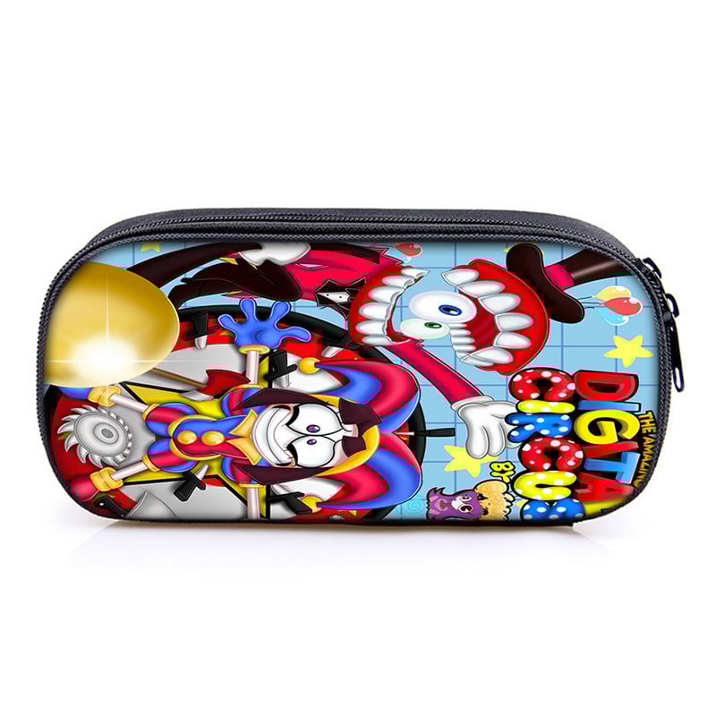 Несесер за моливи с отделения – Oxford материал, универсален за ученици, голям капацитет, тематика магически дигитален цирк, без IP лицензия