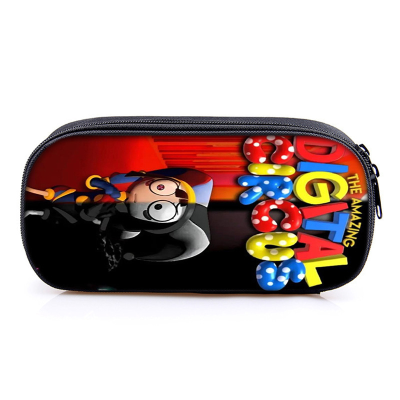 Несесер за моливи с отделения – Oxford материал, универсален за ученици, голям капацитет, тематика магически дигитален цирк, без IP лицензия