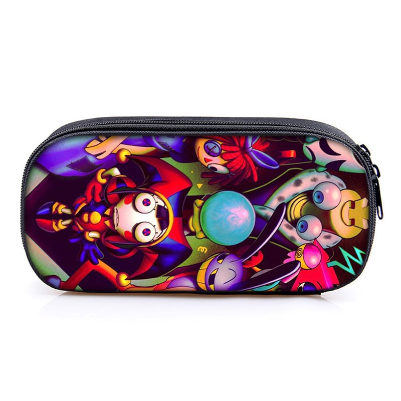 Несесер за моливи с отделения – Oxford материал, универсален за ученици, голям капацитет, тематика магически дигитален цирк, без IP лицензия