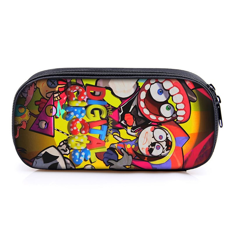 Несесер за моливи с отделения – Oxford материал, универсален за ученици, голям капацитет, тематика магически дигитален цирк, без IP лицензия