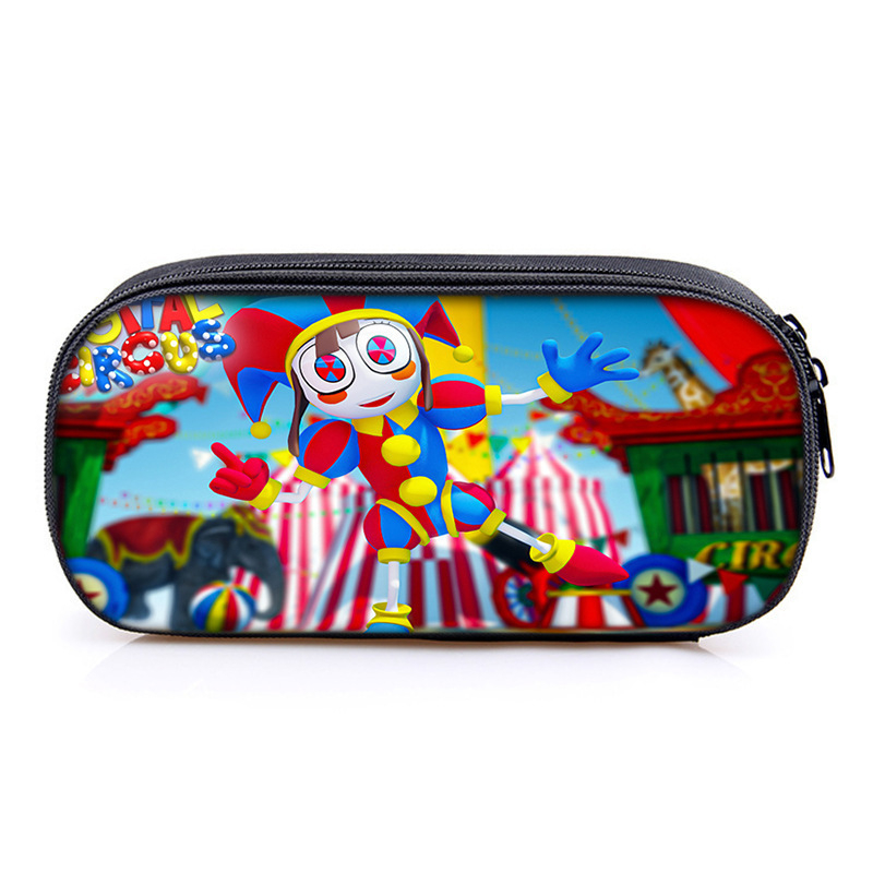 Несесер за моливи с отделения – Oxford материал, универсален за ученици, голям капацитет, тематика магически дигитален цирк, без IP лицензия